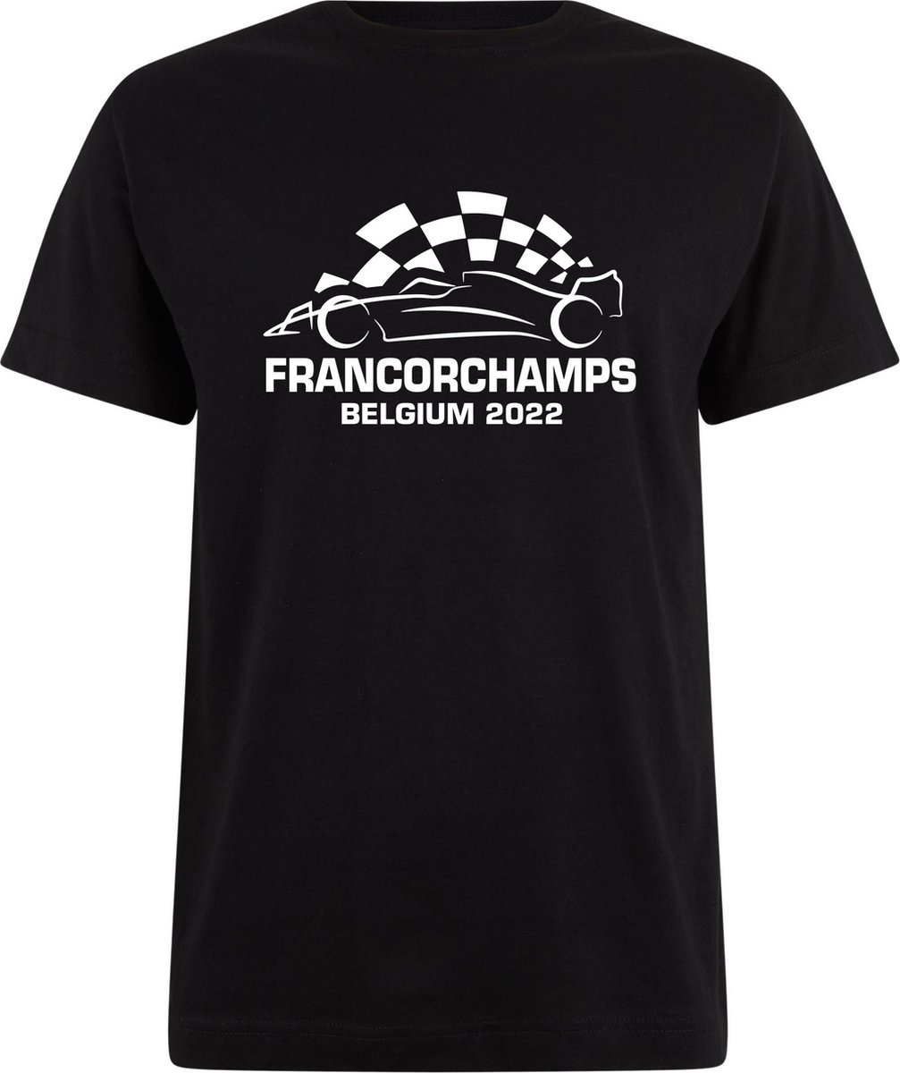 T-shirt kinderen Francorchamps Belgium 2022 met raceauto | Max Verstappen / Red Bull Racing / Formule 1 fan | Grand Prix Circuit Spa-Francorchamps | kleding shirt | Zwart | maat 104